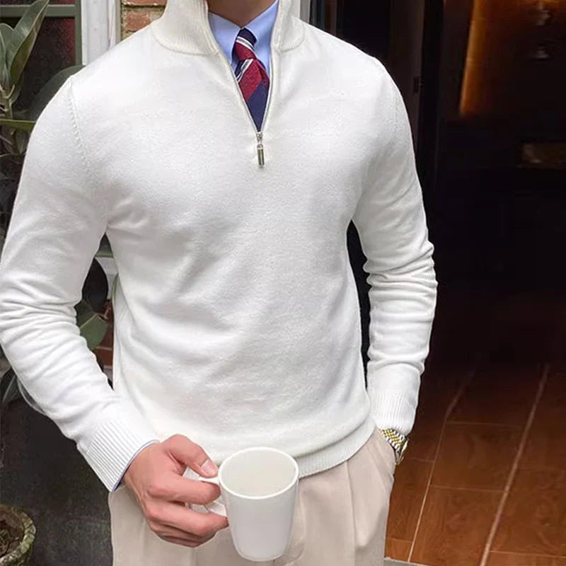Men’s Knit Zip Sweater | Long Business Casual Jumper