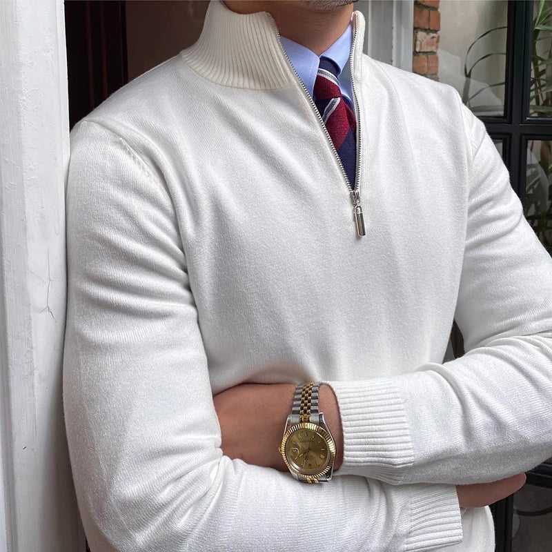 Men’s Knit Zip Sweater | Long Business Casual Jumper
