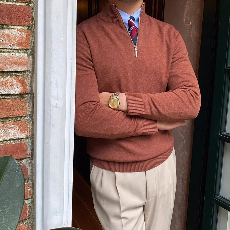 Men’s Knit Zip Sweater | Long Business Casual Jumper