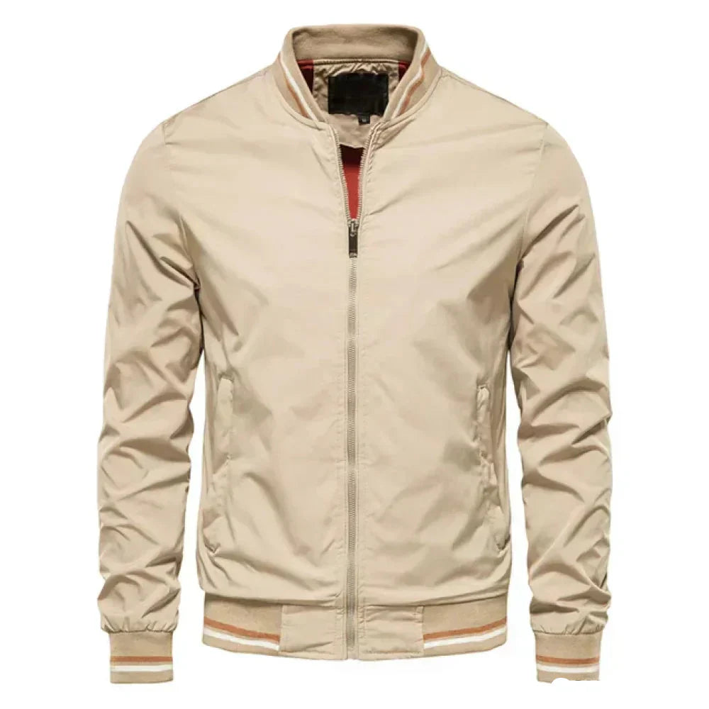 Men's Cotton Striped Bomber Jacket-4