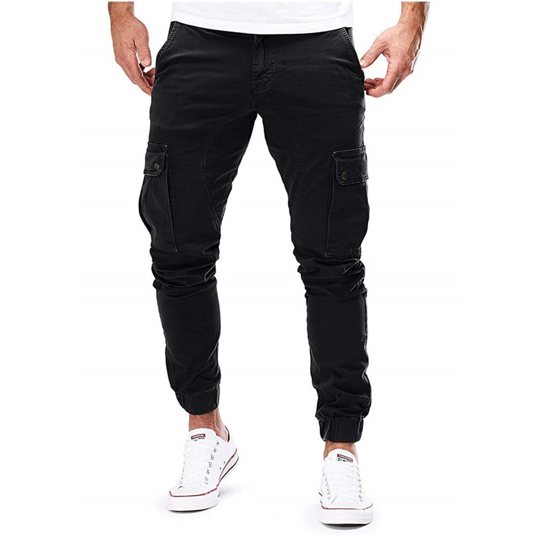 Zwarte cargobroek voor heren met zakken, casual stijl, ideaal voor dagelijks gebruik. Comfortabele pasvorm, trendy en veelzijdig.
