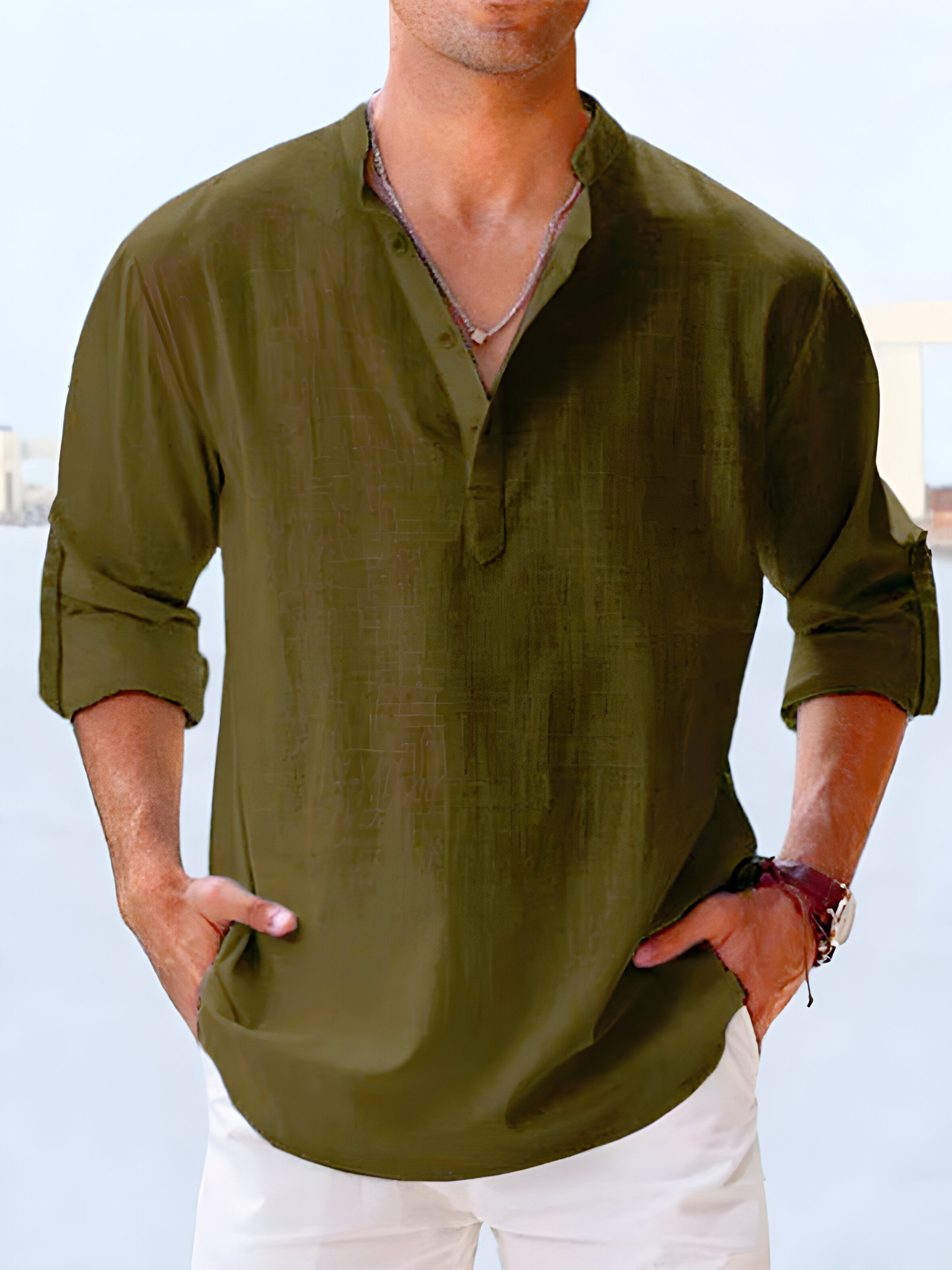 Men's Oversized Linen Shirt | Lightweight Long Sleeve
