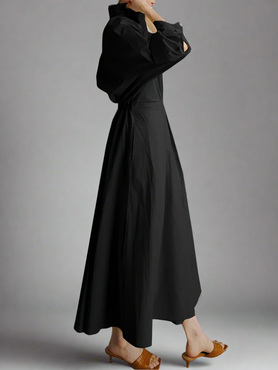 Women’s Cotton Long Sleeve Shirt Dress | Belted Midi