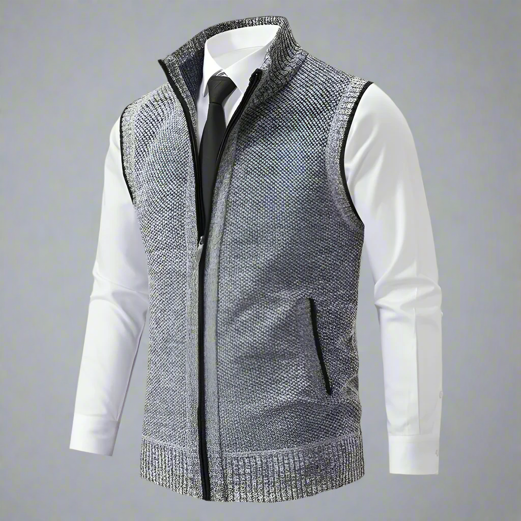 Men’s Knitted Zip Up Sweater Vest | Warm Winter Knitwear