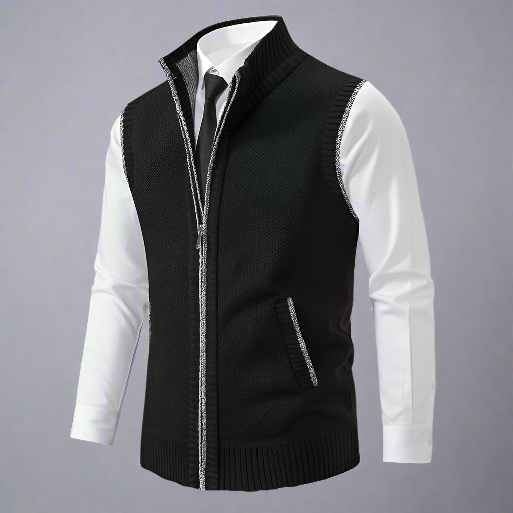 Men’s Knitted Zip Up Sweater Vest | Warm Winter Knitwear