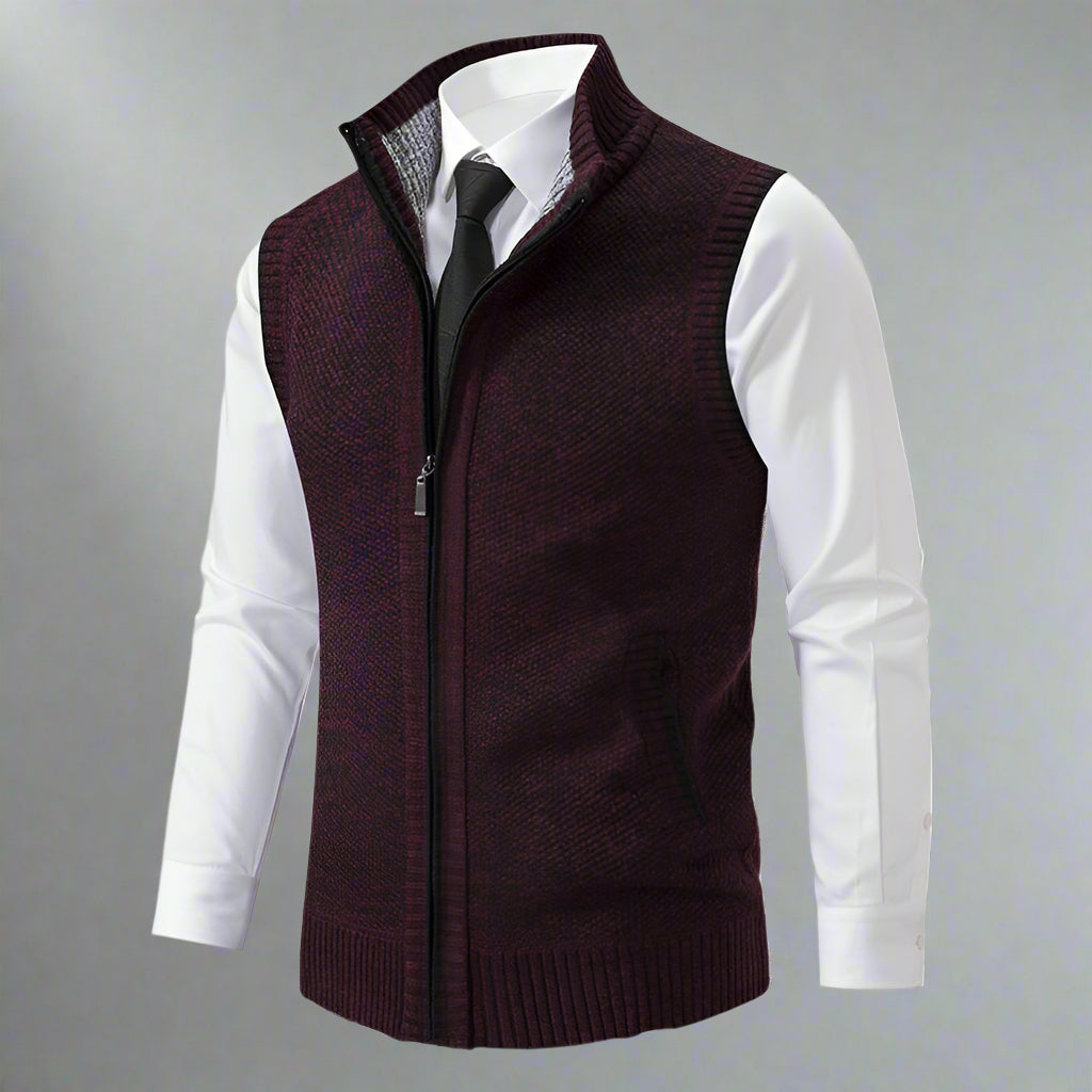 Men’s Knitted Zip Up Sweater Vest | Warm Winter Knitwear