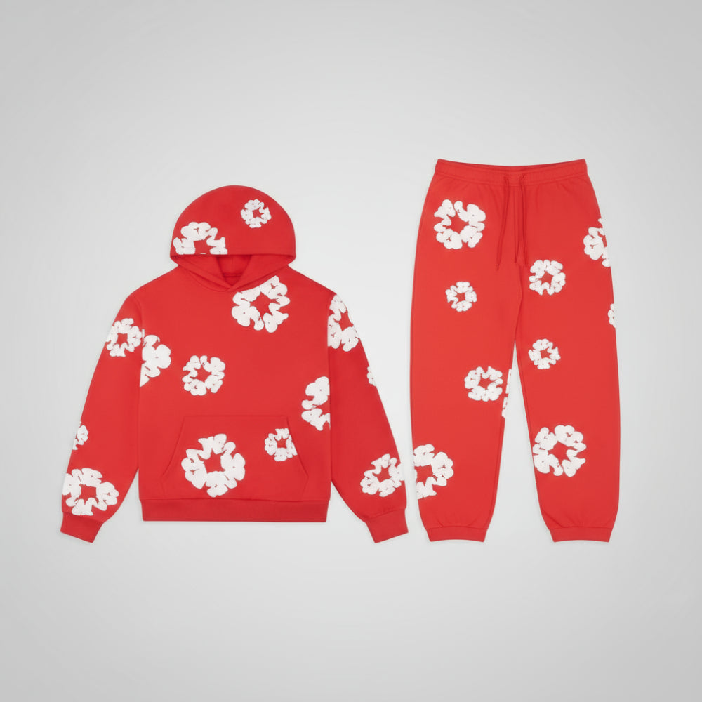Women Floral Lounge Tracksuit Set Cozy Two Piece Loungewear