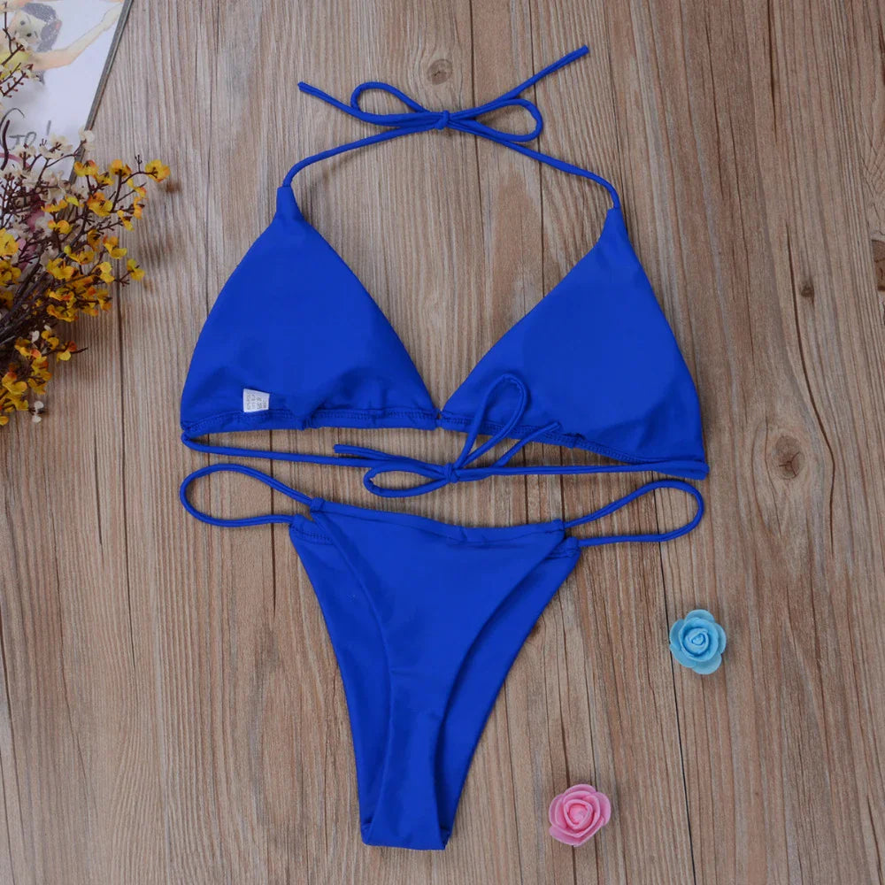 Women’s Sexy Summer Bikini Set | Tie Side Triangle Swimwear