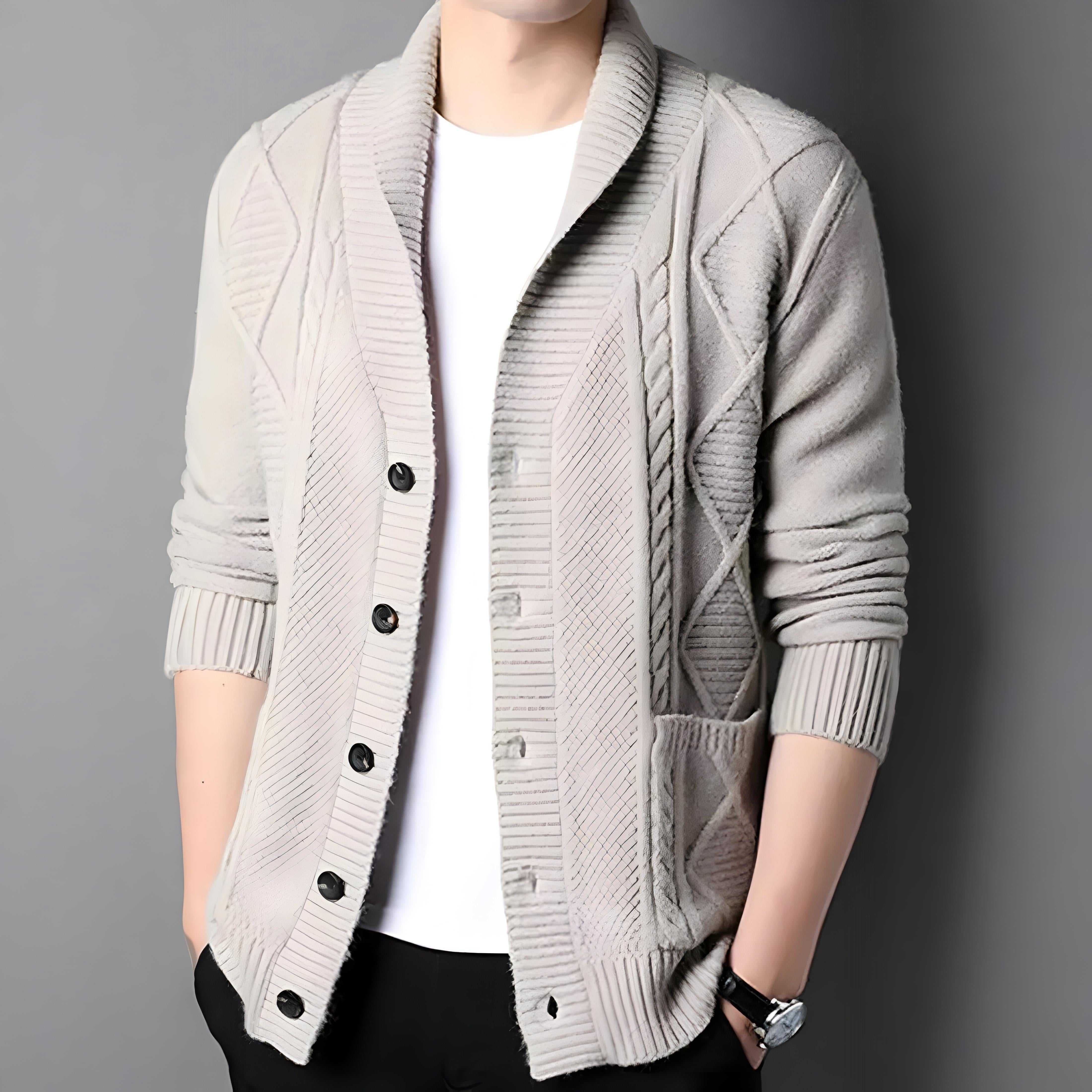 Men’s Knit Cardigan Sweater | Long Sleeve Oversized Jumpers