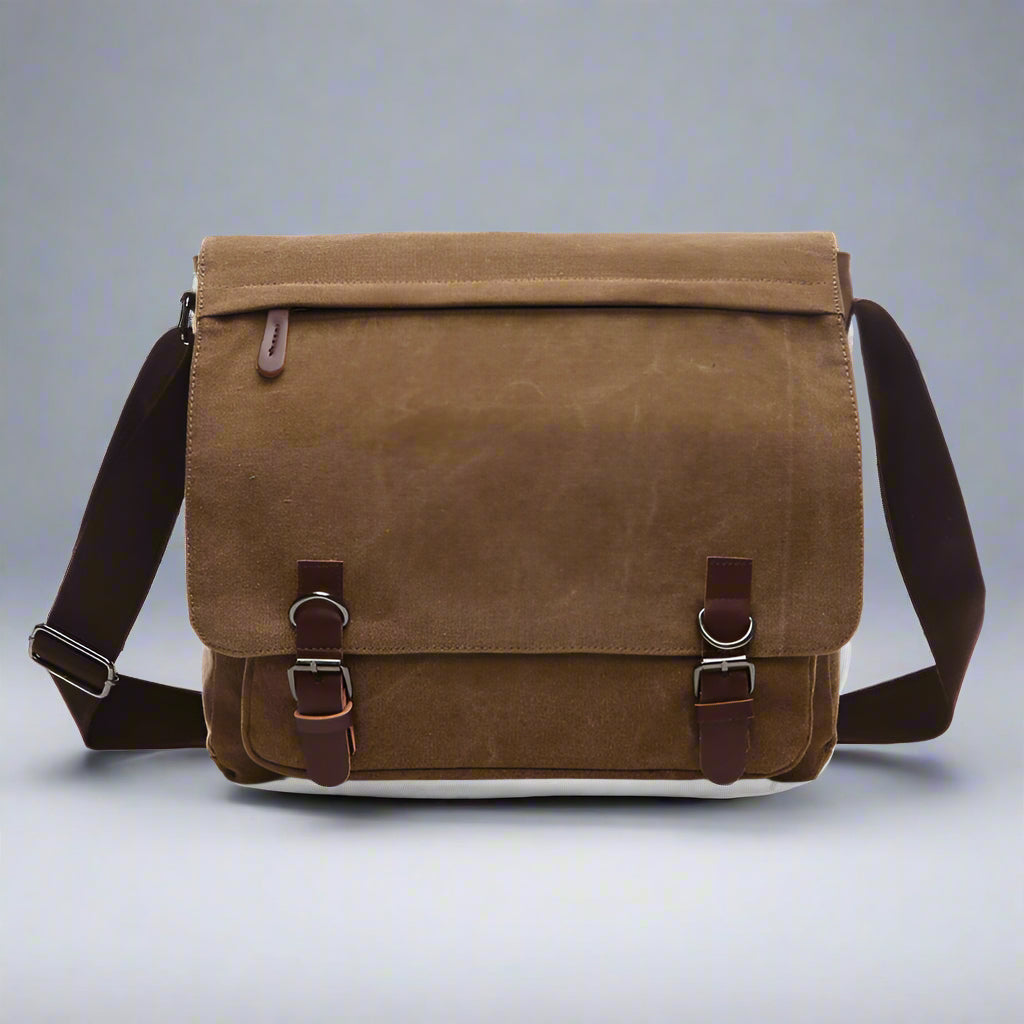 Men’s Vintage Messenger Bag | Canvas Crossbody Shoulder Satchel
