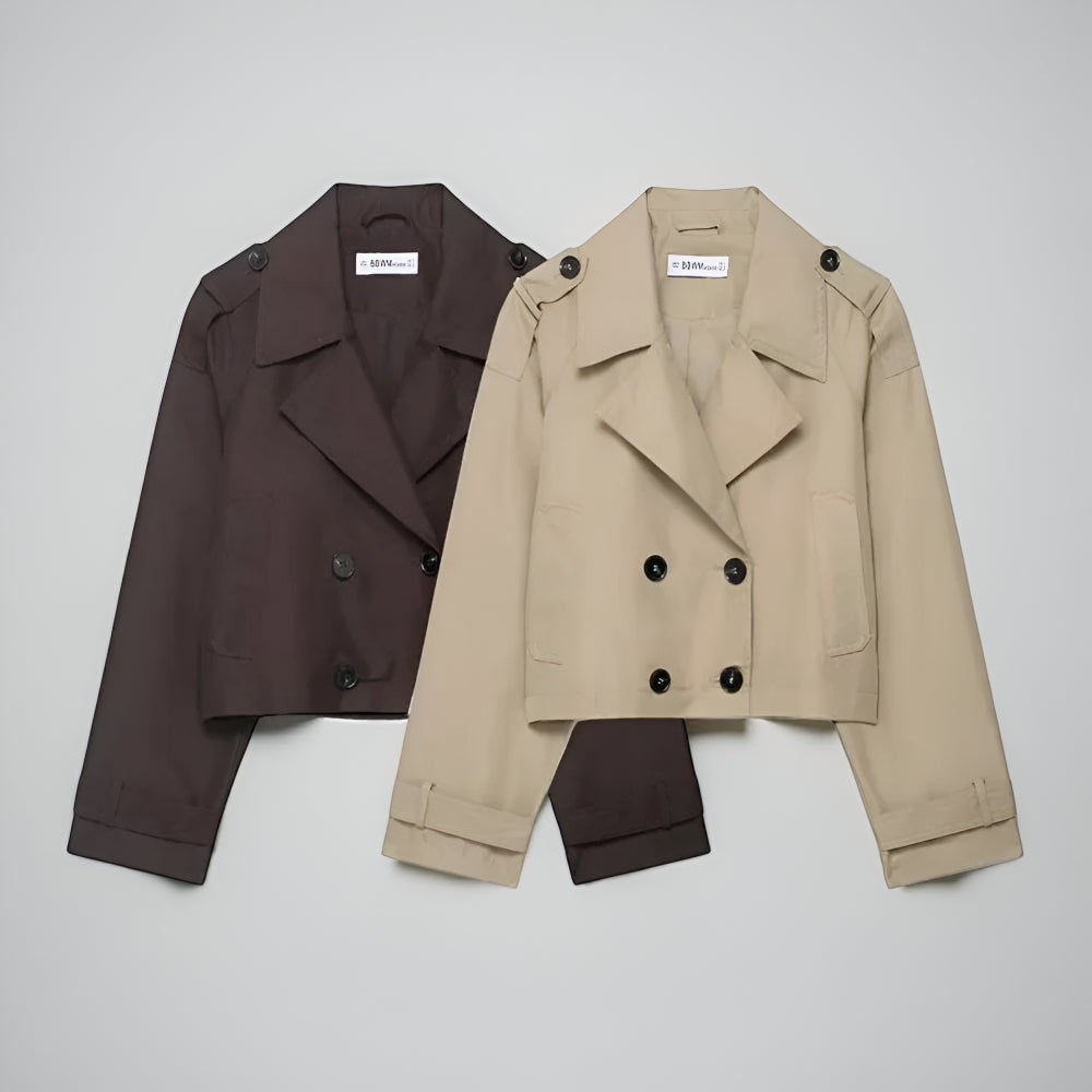 Women Trench Jacket – Short Double Breasted