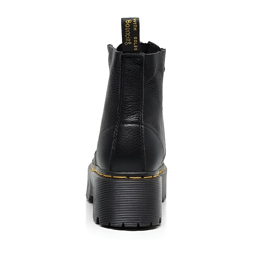 Women Platform Ankle Boots - Chunky Combat Zipper