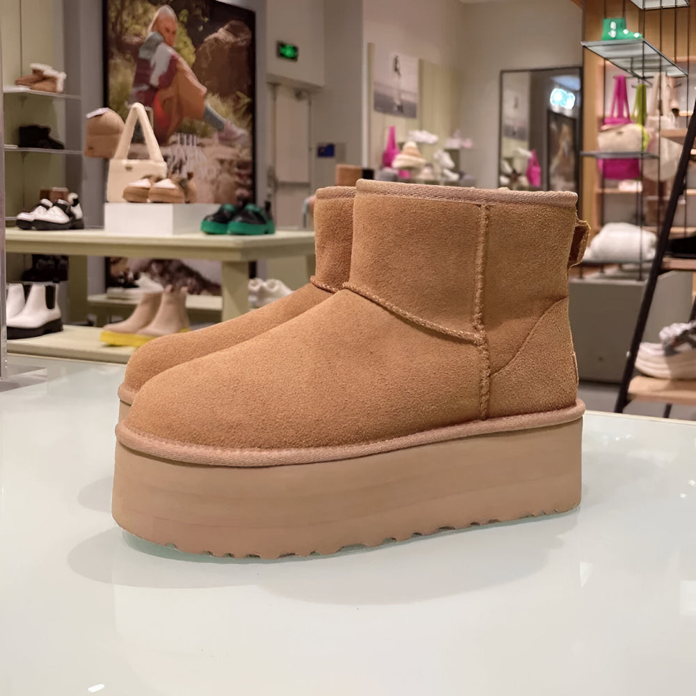 Women Platform Ankle Boots – Suede Winter