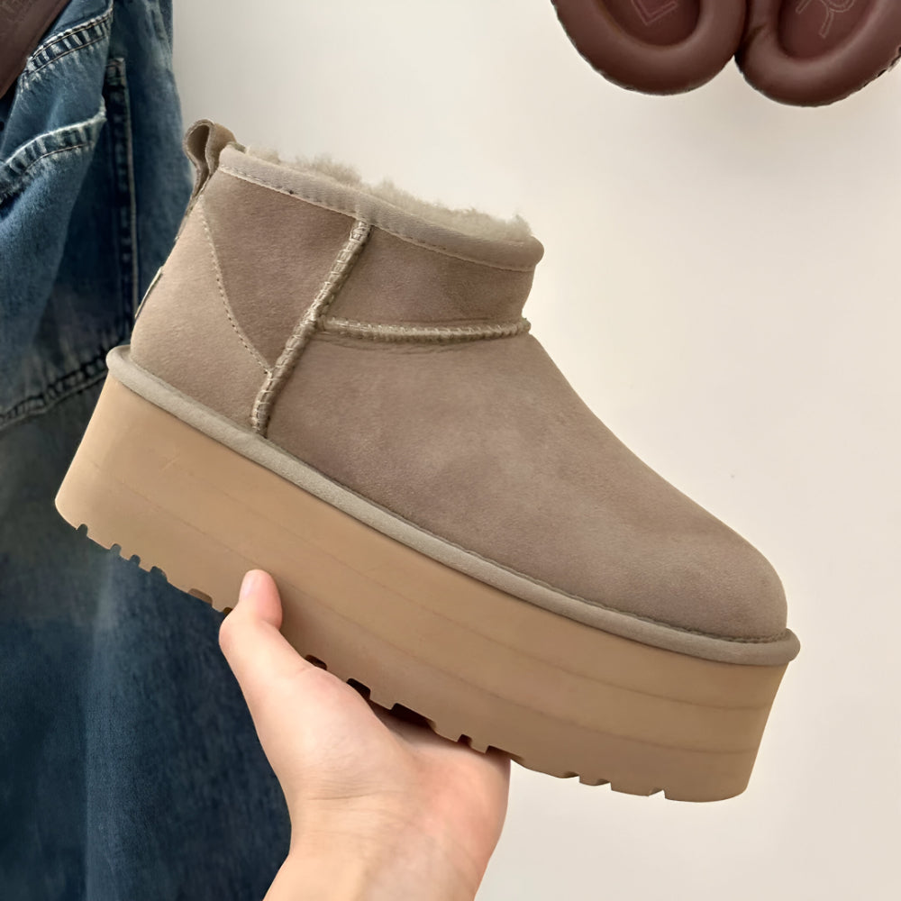 Women Platform Ankle Boots – Suede Winter