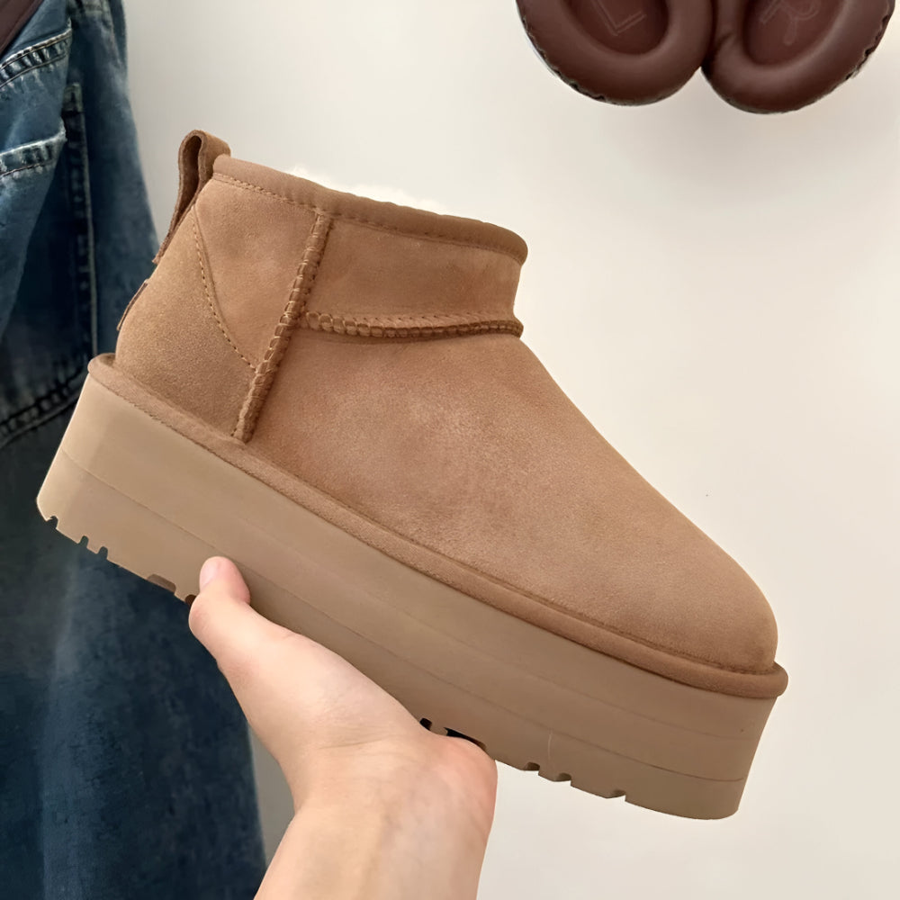 Women Platform Ankle Boots – Suede Winter