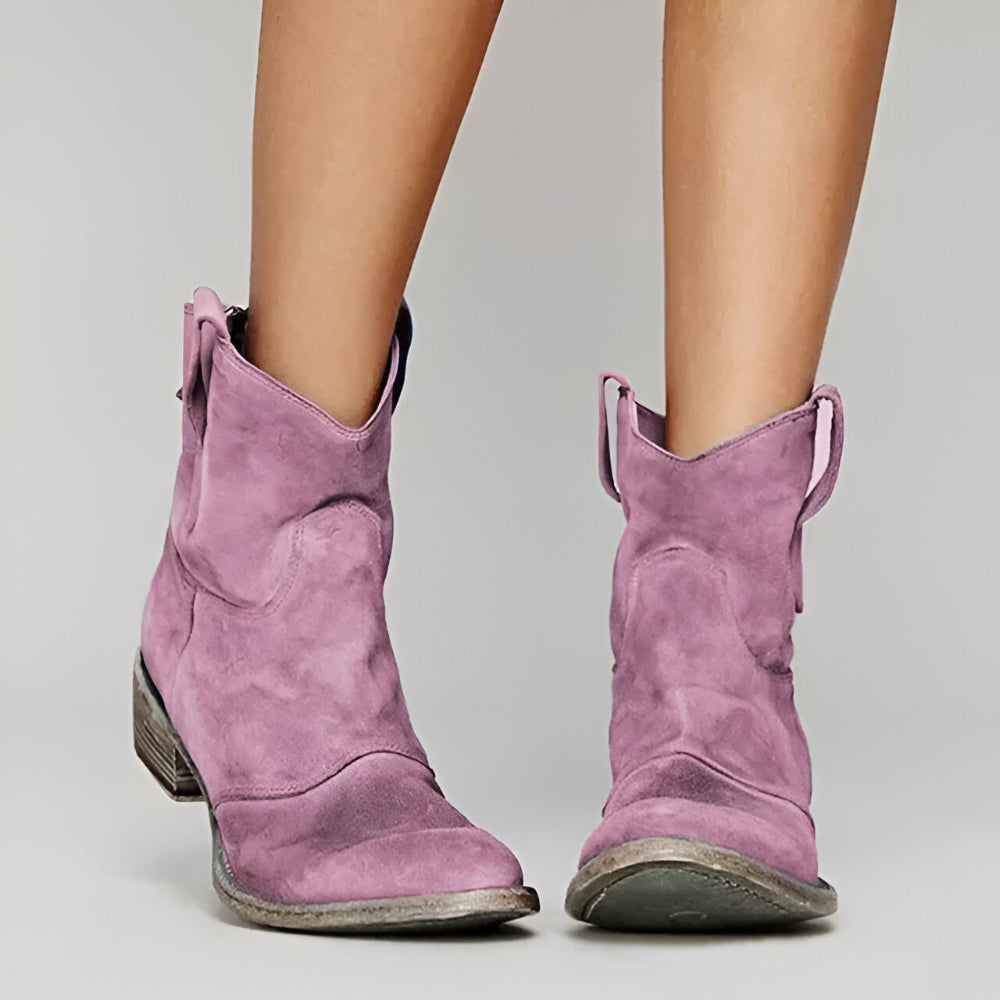 Women's Cowgirl Ankle Boots – Western Suede
