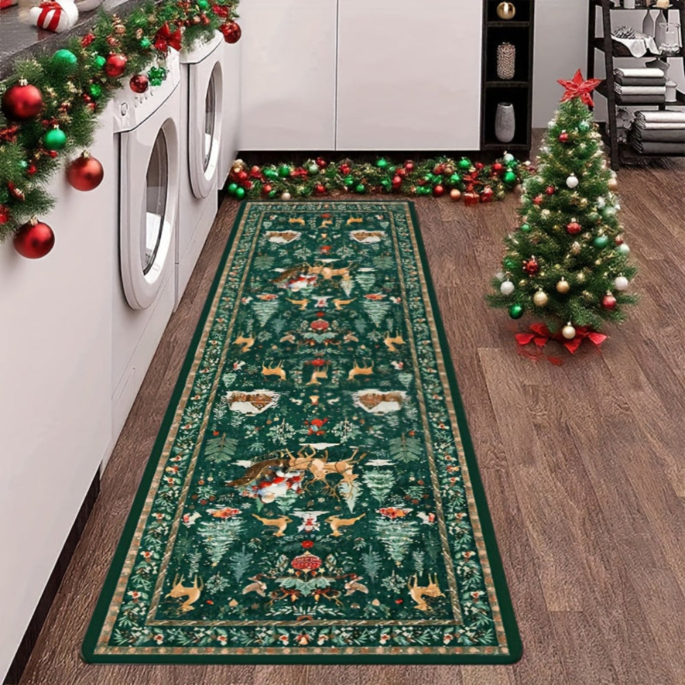 Christmas Rug Non-Slip Washable Runner Carpet Hallway Decor