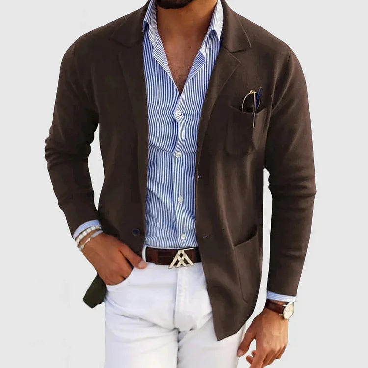 Men’s Lightweight Knit Blazer Jacket | Casual Overcoat Style