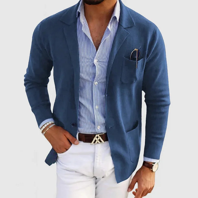 Men’s Lightweight Knit Blazer Jacket | Casual Overcoat Style
