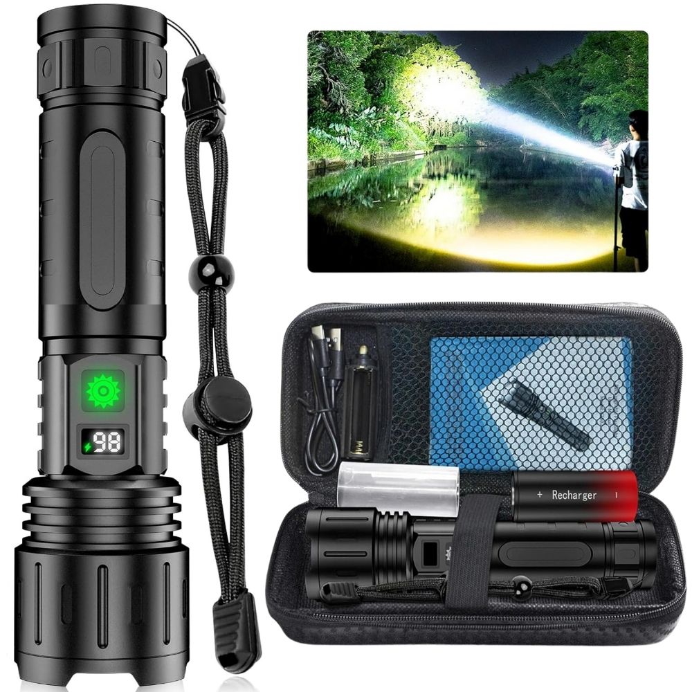 100000 Lumens Tactical Flashlight Rechargeable LED Waterproof 0