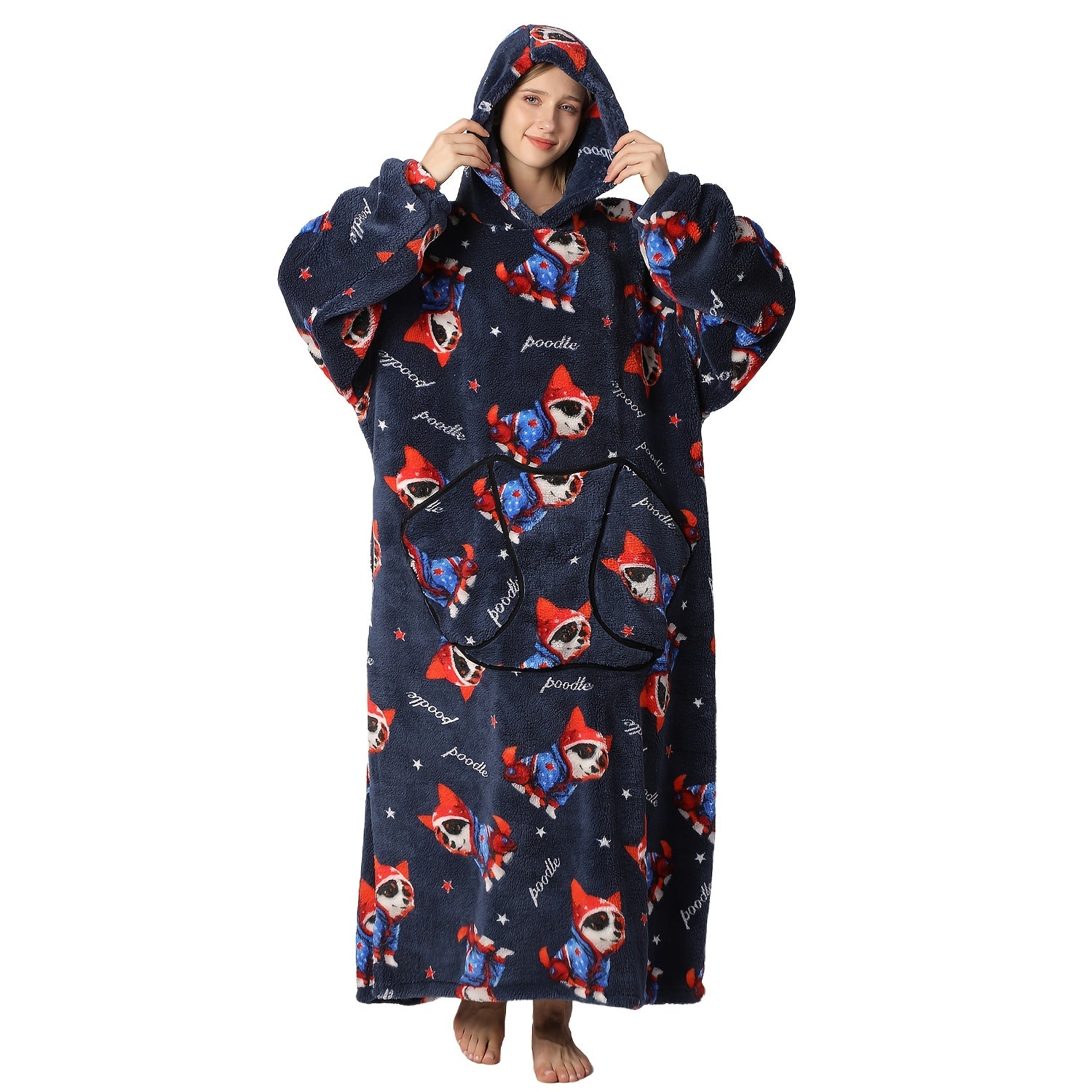 Oversized Blanket Hoodie Cozy Wearable Fleece Blanket