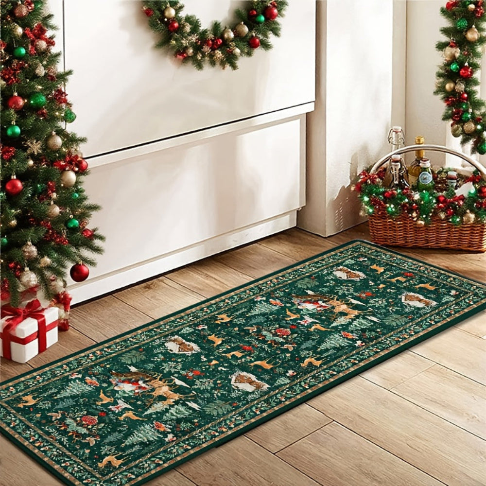 Christmas Rug Non-Slip Washable Runner Carpet Hallway Decor