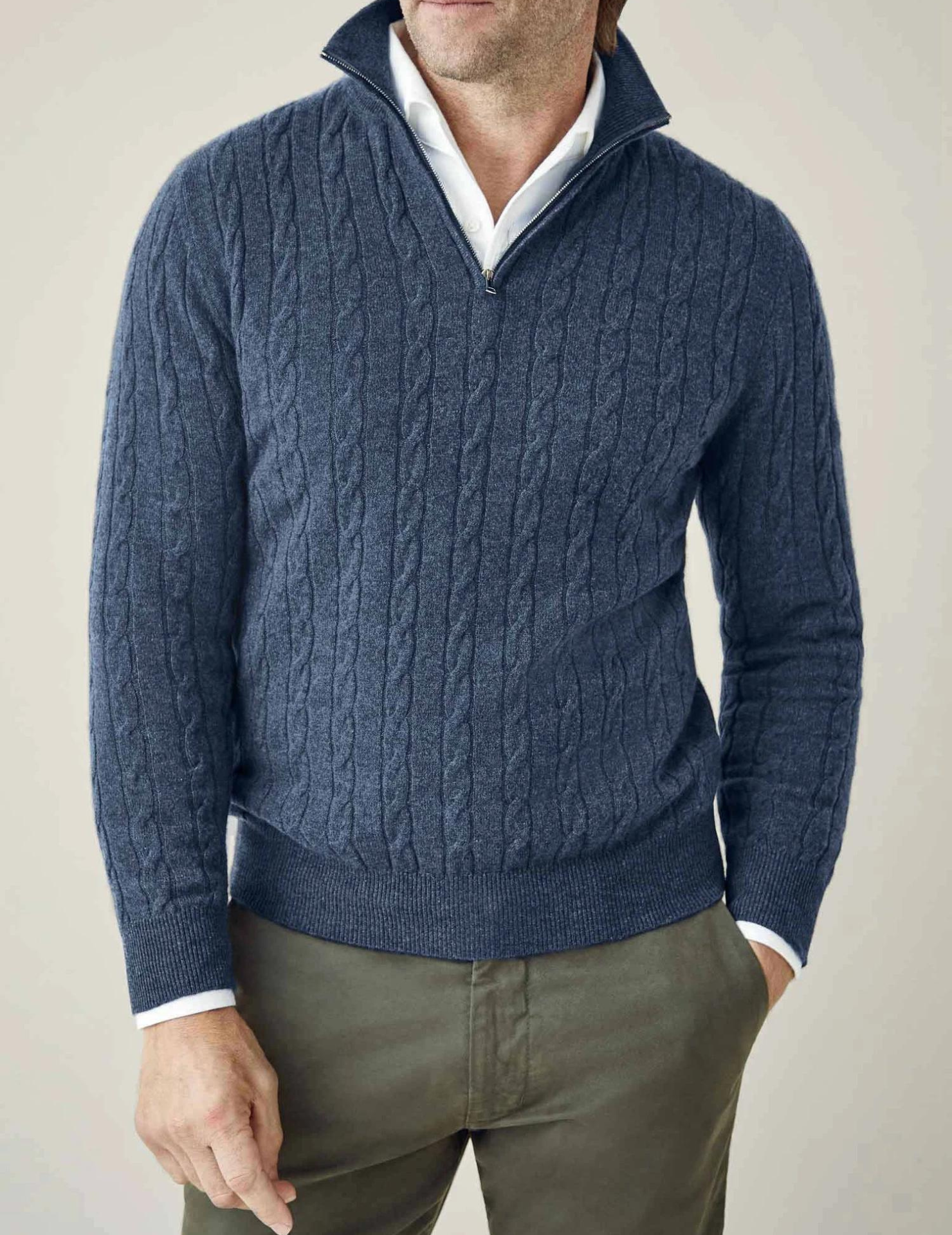 Men’s Knit Zipper Sweater | Long Cashmere Jumper
