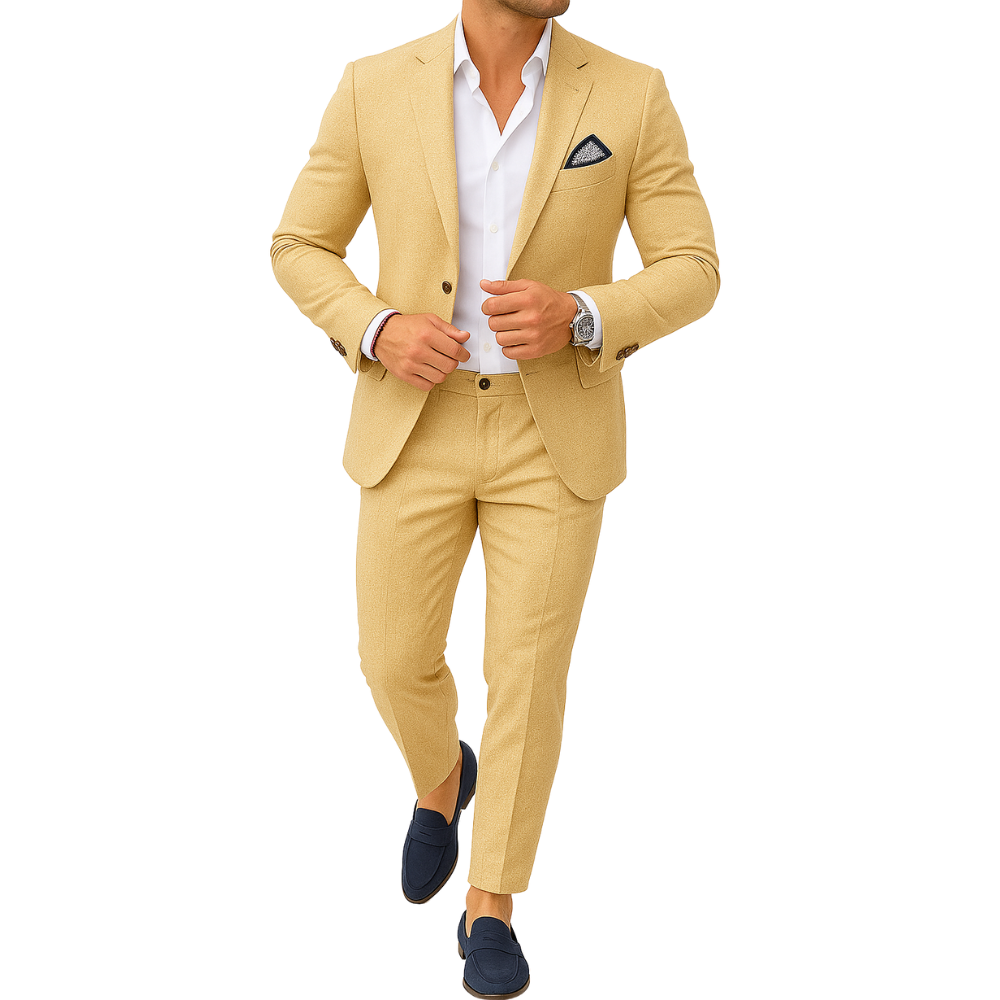 Slim fit linen suit set for men | Custom clothing