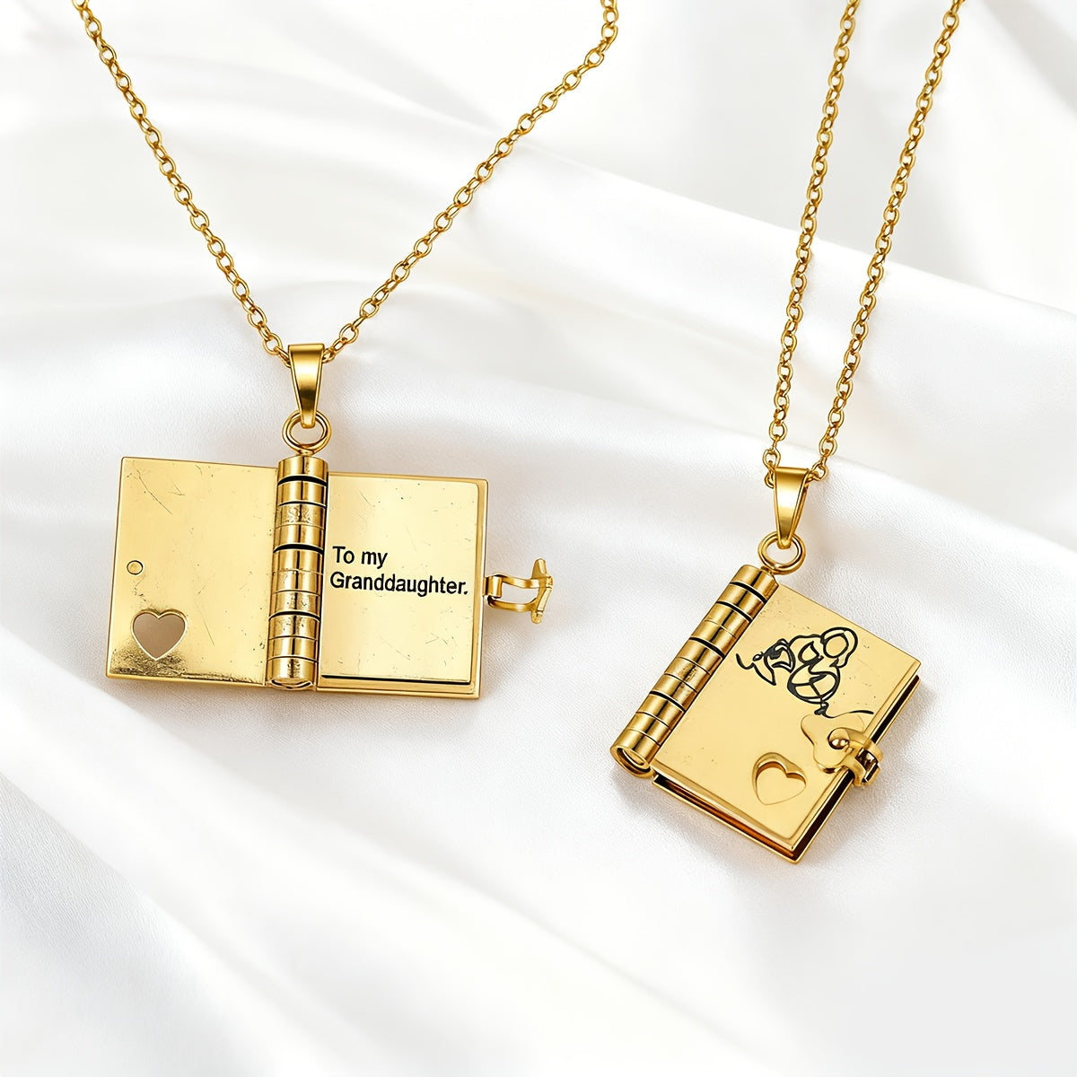 Gift Necklace Mom Daughter Gold Heart Pendant