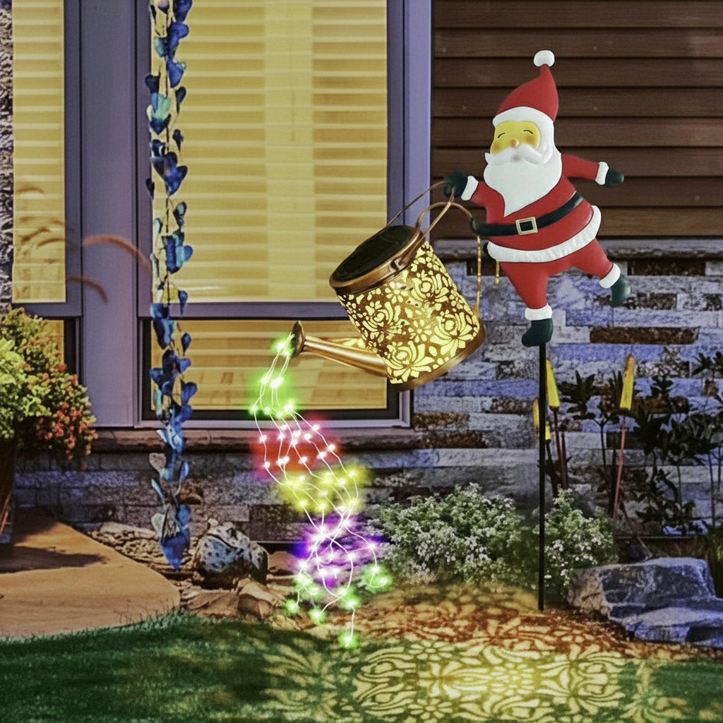Christmas Lights Outdoor Solar Santa Lantern Decoration