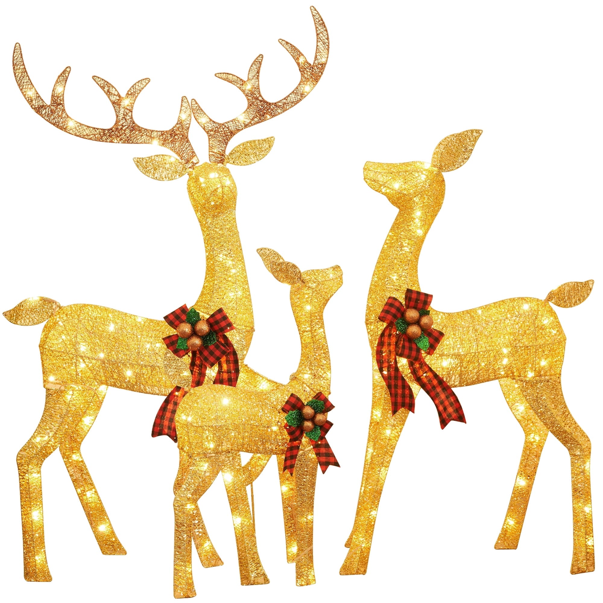 Christmas Deer Family Outdoor Decorations Lighted Waterproof Reindeer