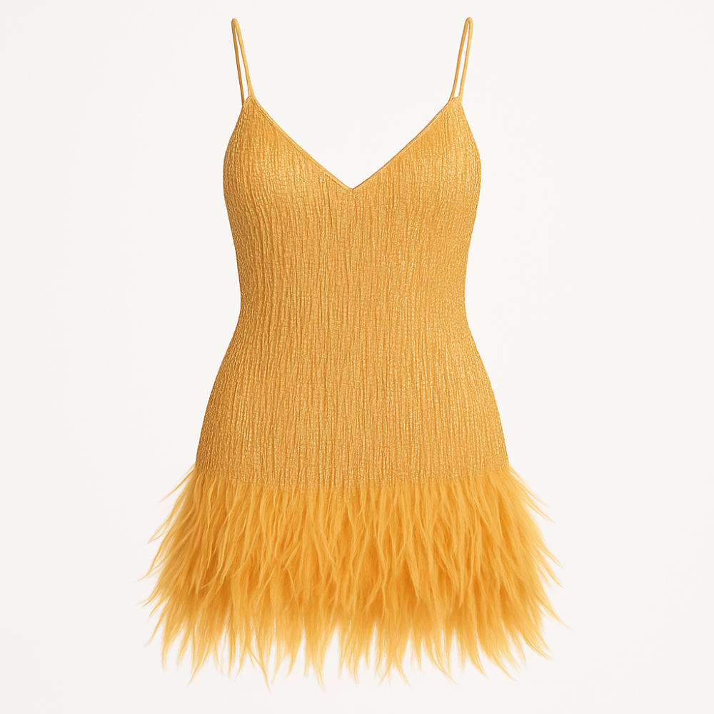 Robe de cocktail à plumes et sequins pour femme | Robe de soirée courte