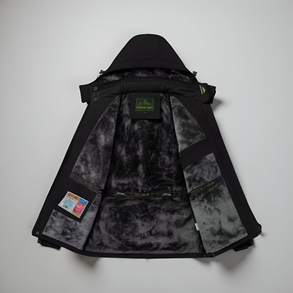 Men Waterproof Puffer Jacket - Fleece Lined Windproof