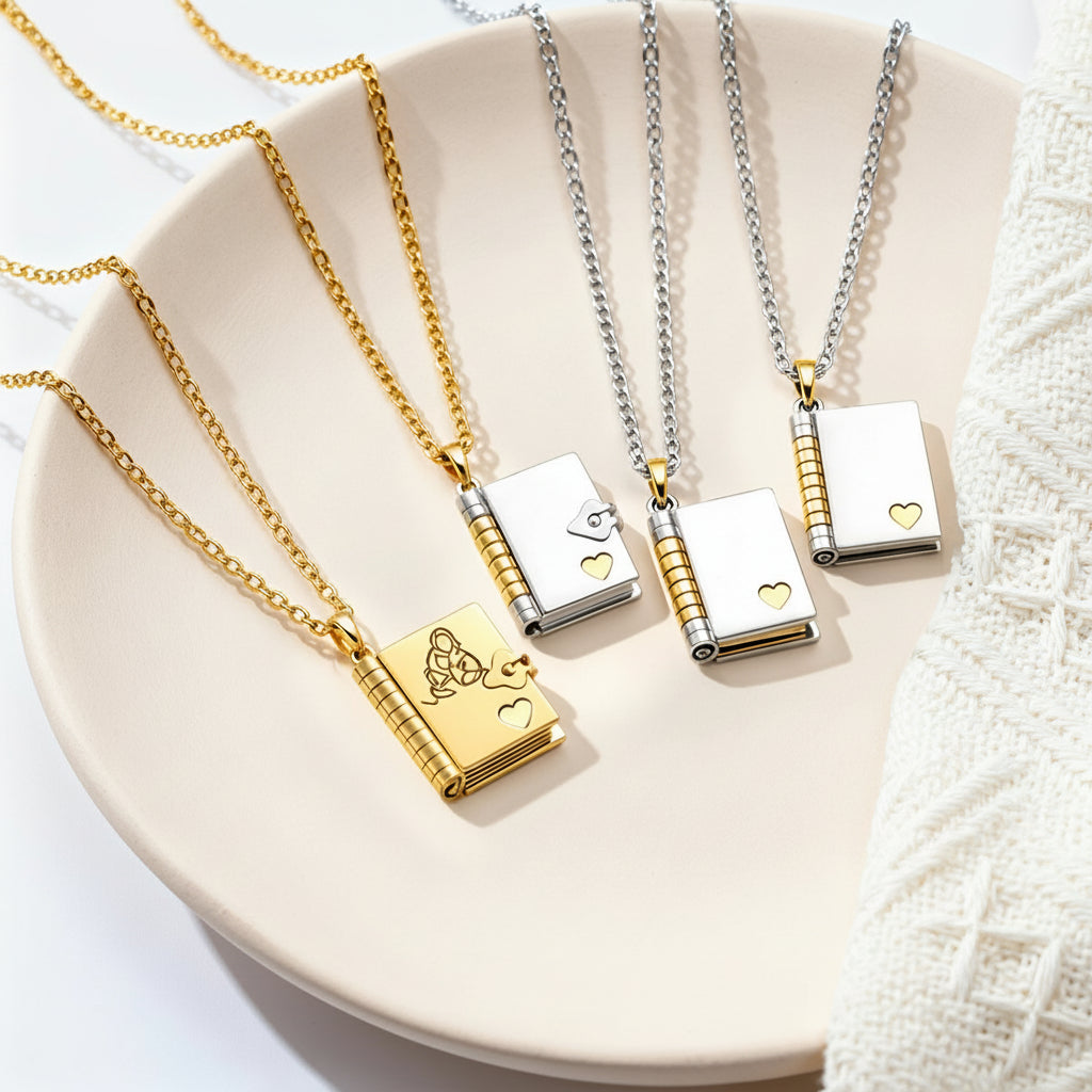 Gift Necklace Mom Daughter Gold Heart Pendant