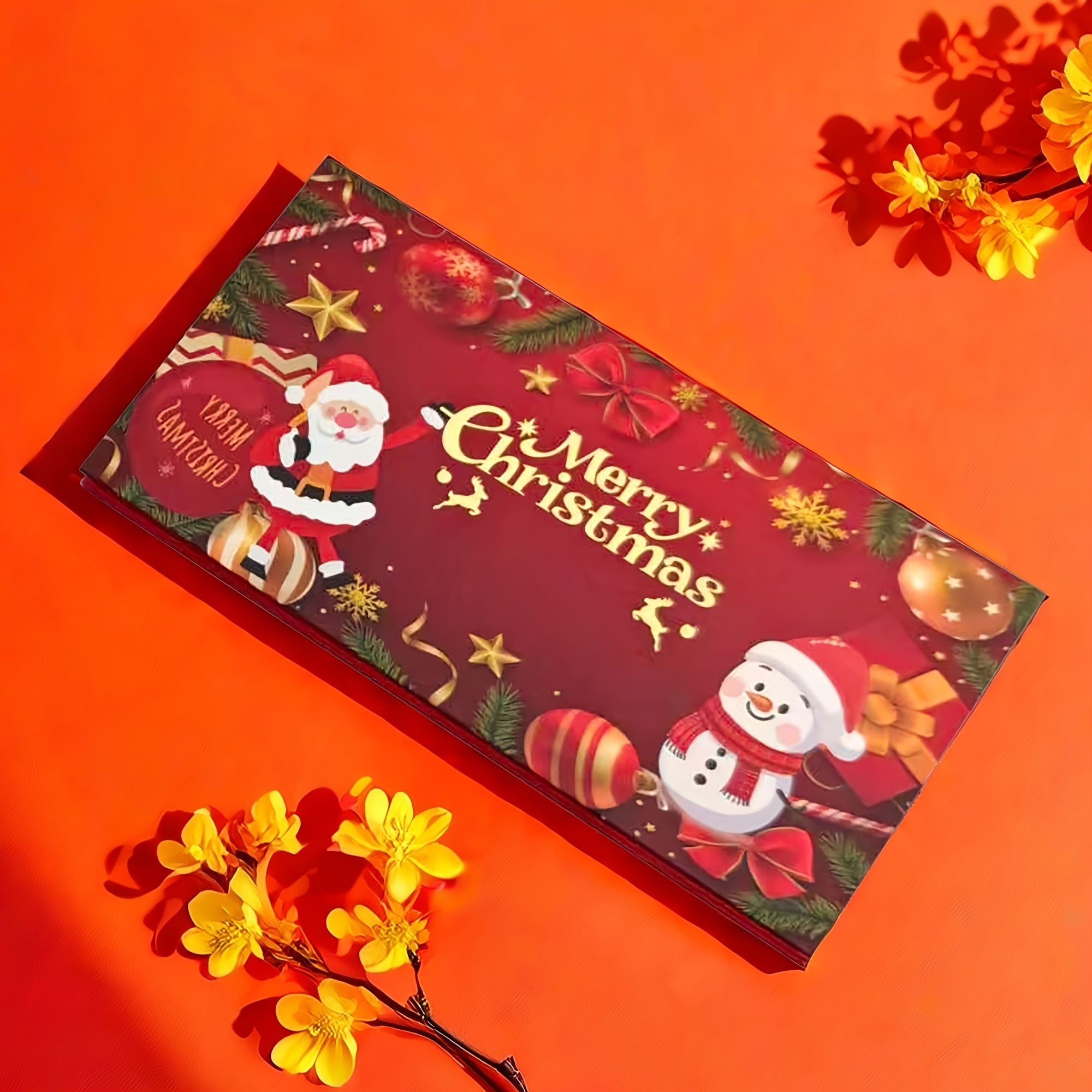 Christmas Cash Envelope Red Gift Money Holder Paper Set