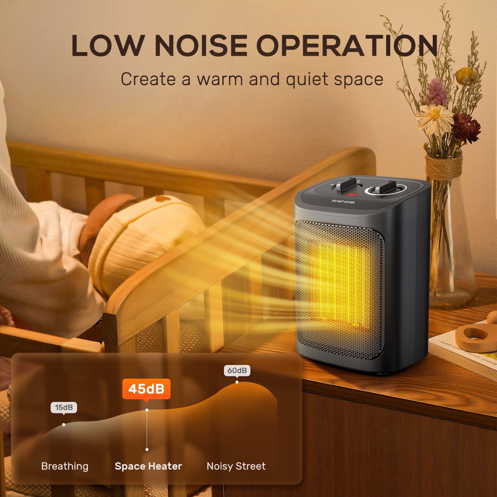 Electric Space Heater 900W Portable Heater with Low Noise Fast Heating
