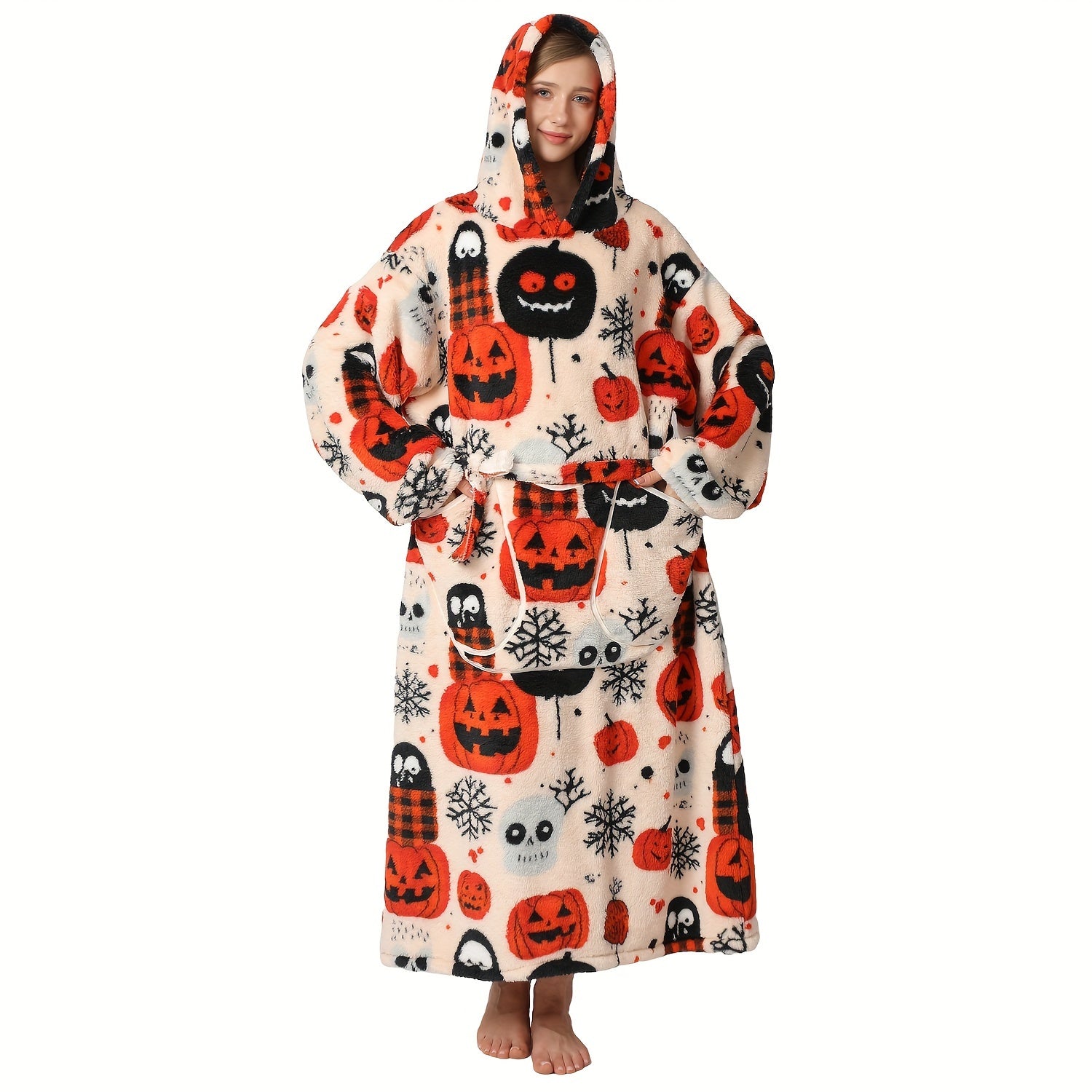 Oversized Blanket Hoodie Cozy Wearable Fleece Blanket