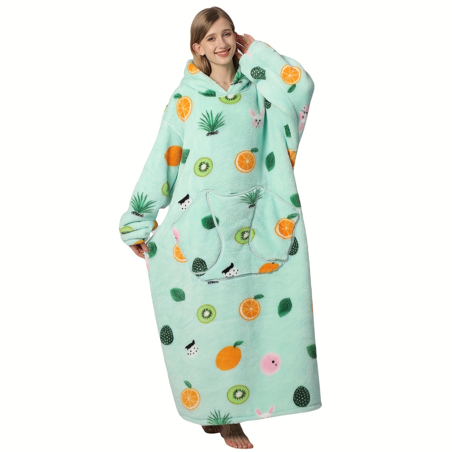 Oversized Blanket Hoodie Cozy Wearable Fleece Blanket