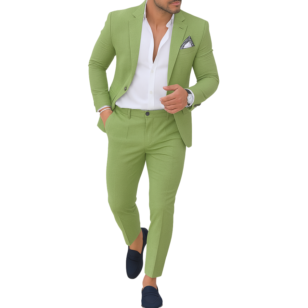 Slim fit linen suit set for men | Custom clothing