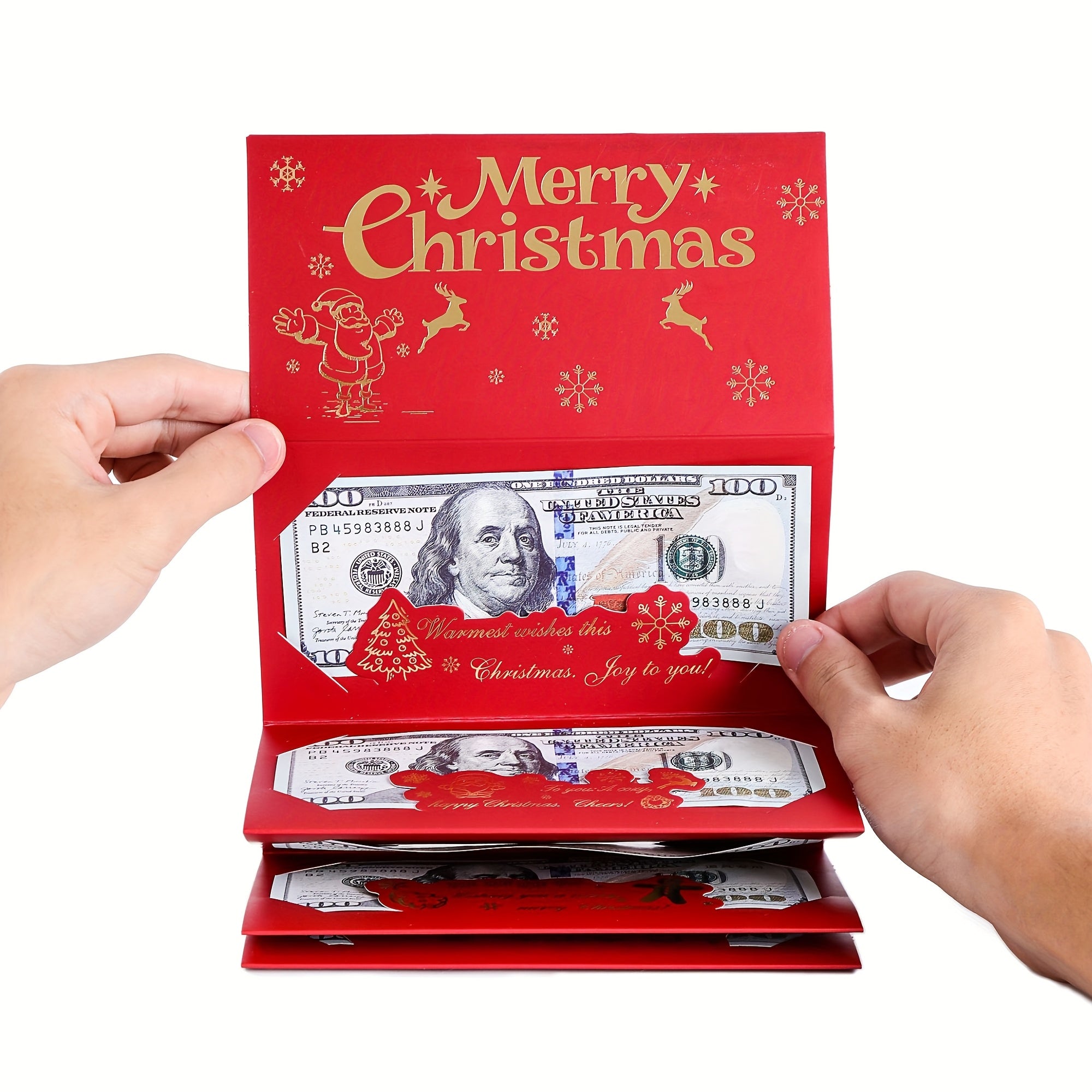 Christmas Cash Envelope Red Gift Money Holder Paper Set