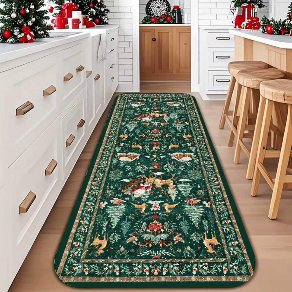 Christmas Rug Non-Slip Washable Runner Carpet Hallway Decor