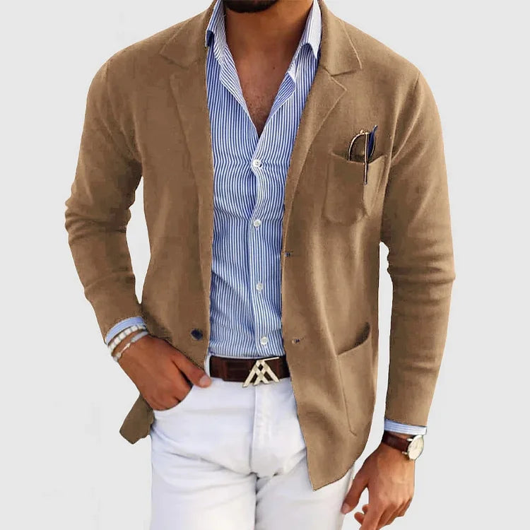 Men’s Lightweight Knit Blazer Jacket | Casual Overcoat Style
