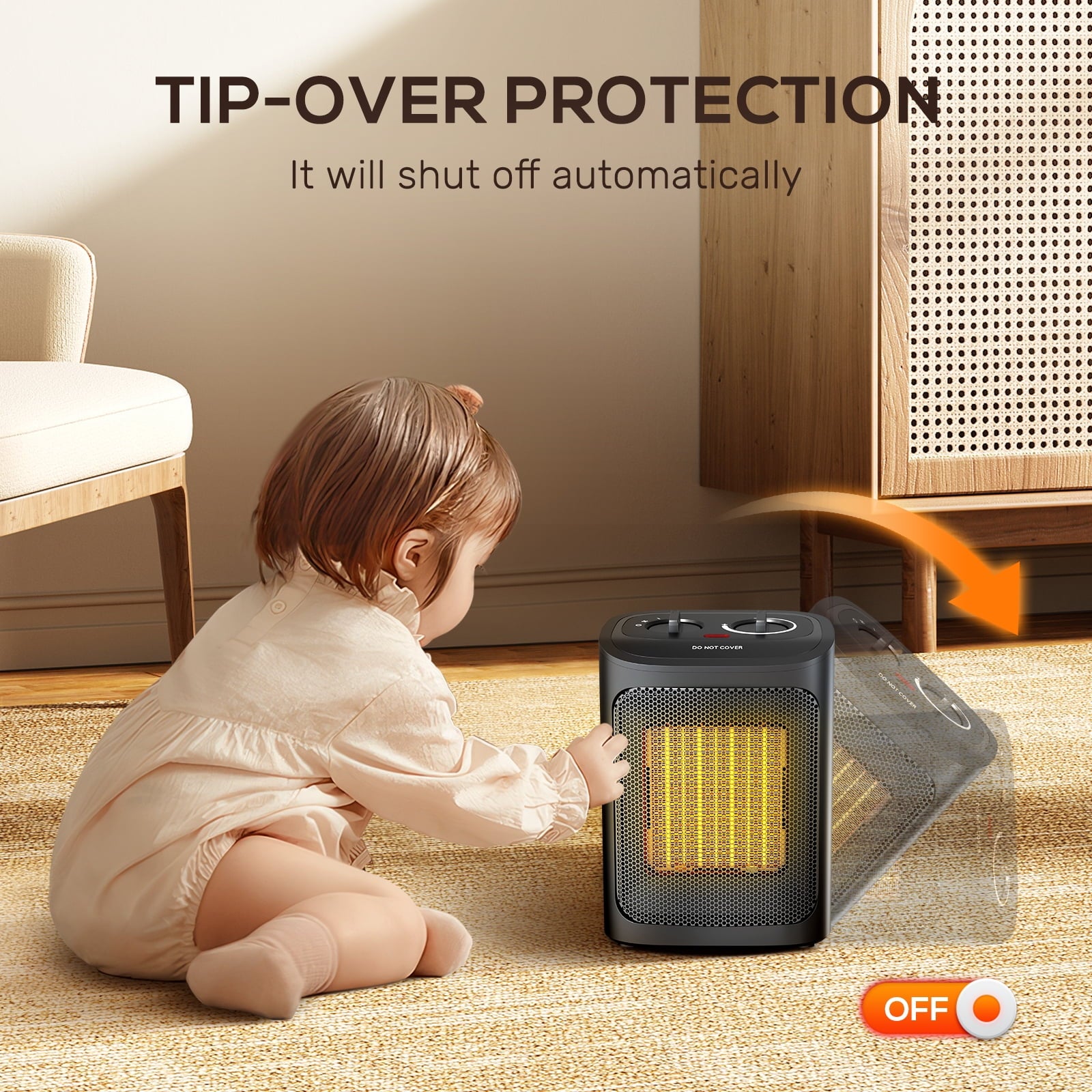 Electric Space Heater 900W Portable Heater with Low Noise Fast Heating