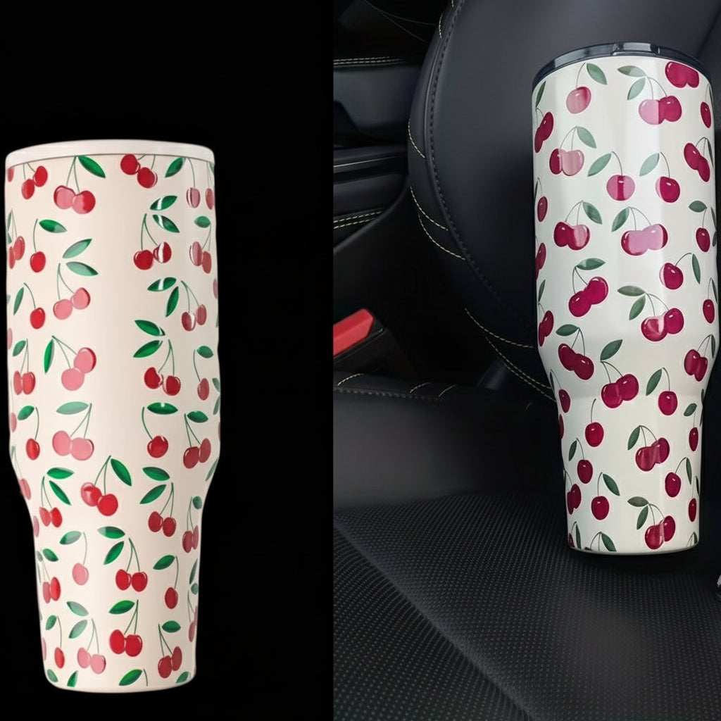 Gift Stainless Steel Travel Mug Reusable Fruit Pattern Coffee Cup