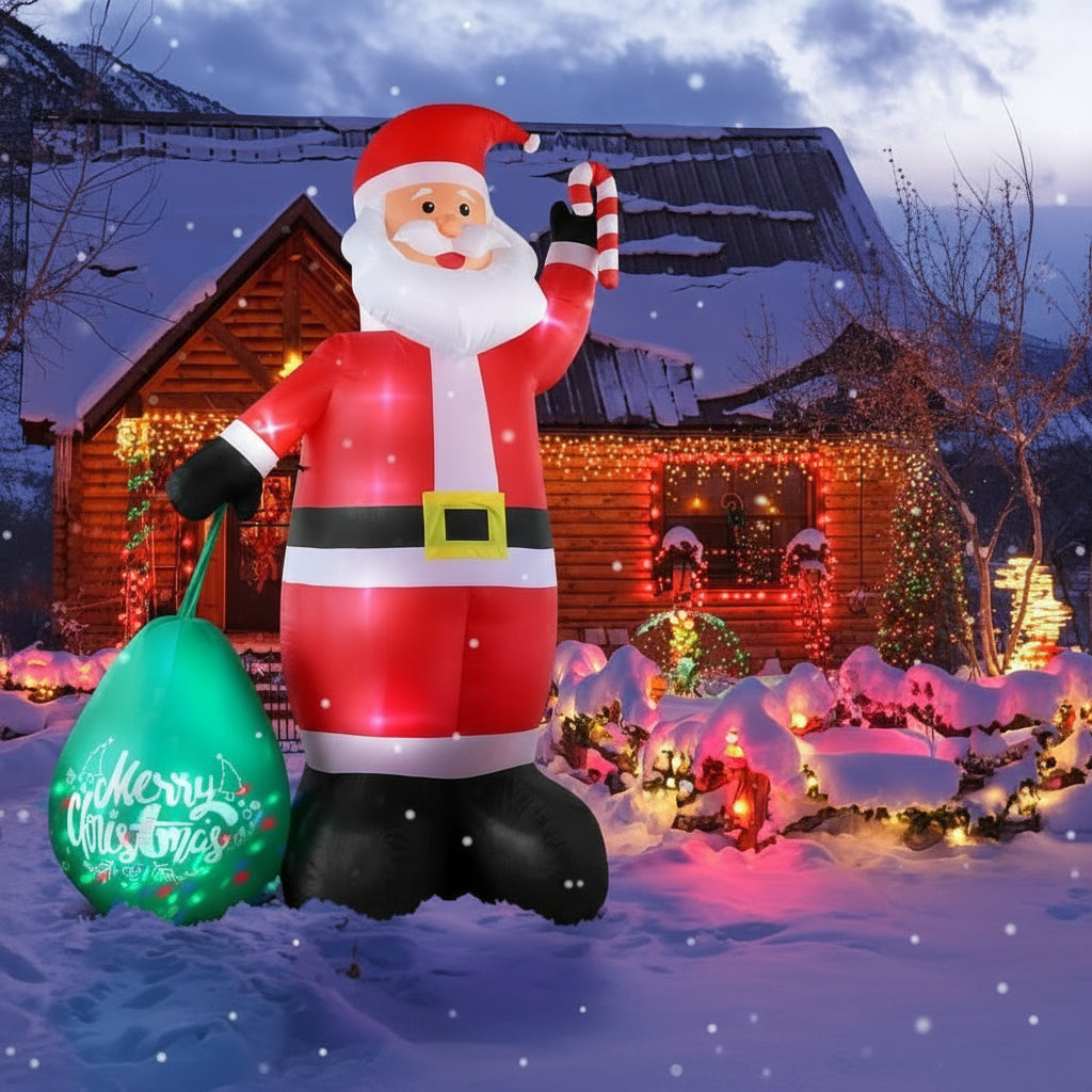 Giant Christmas Inflatables Outdoor Decorations Santa Lighted