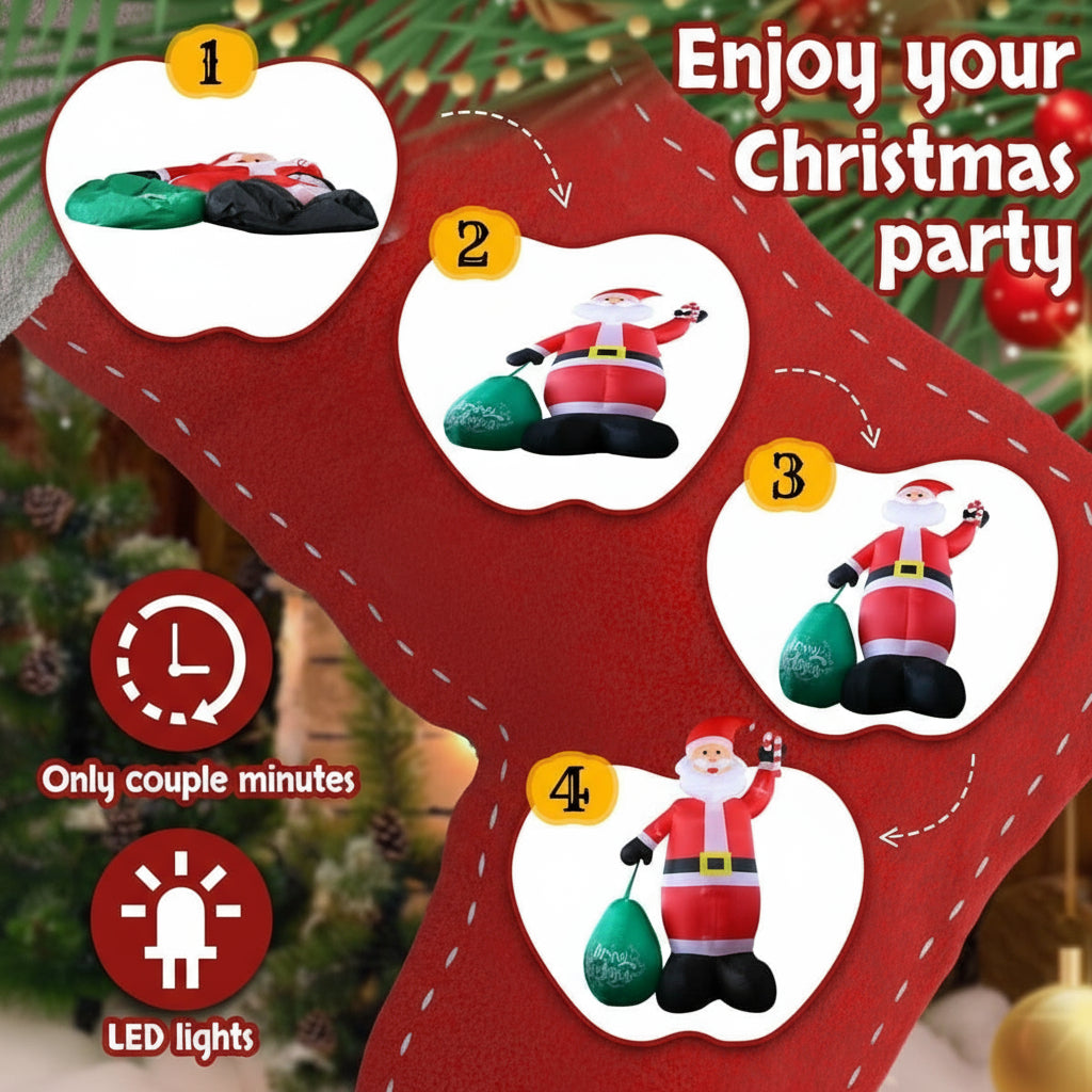 Giant Christmas Inflatables Outdoor Decorations Santa Lighted