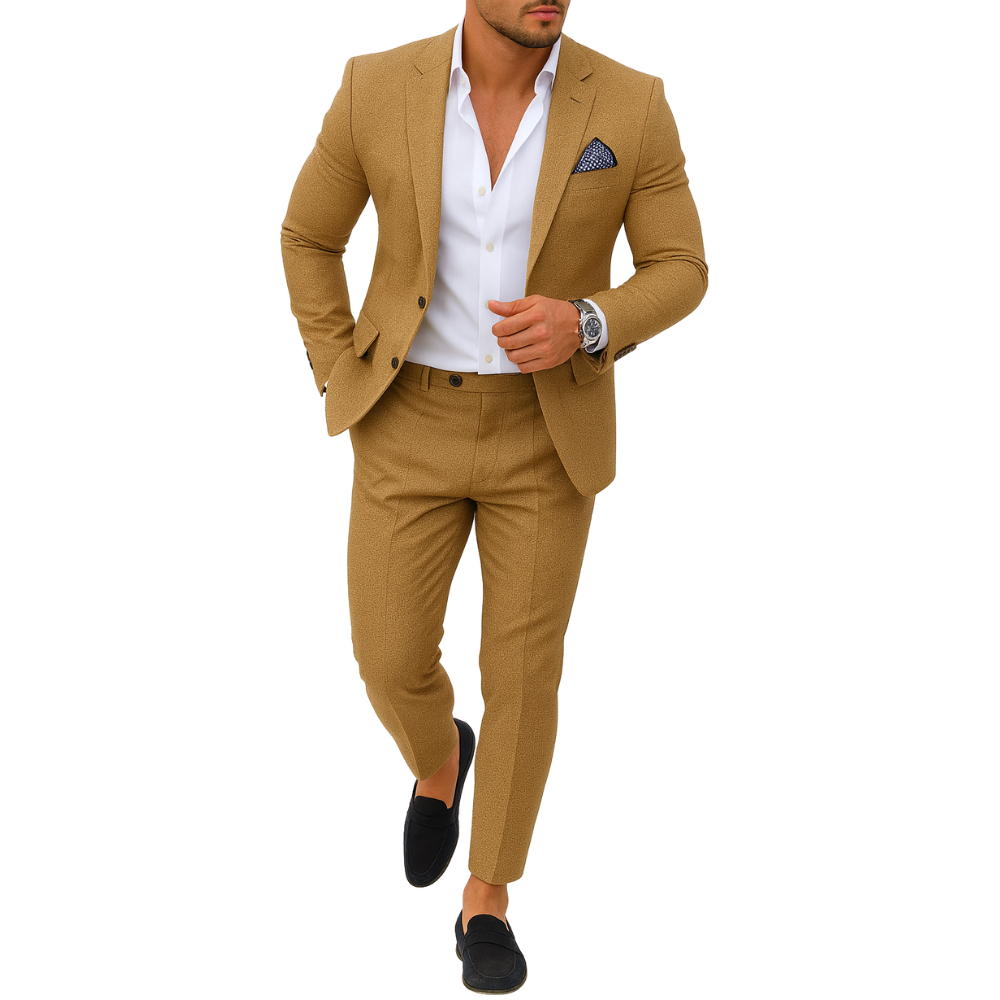 Ensemble de costume slim fit en lin pour homme | Vêtements sur mesure