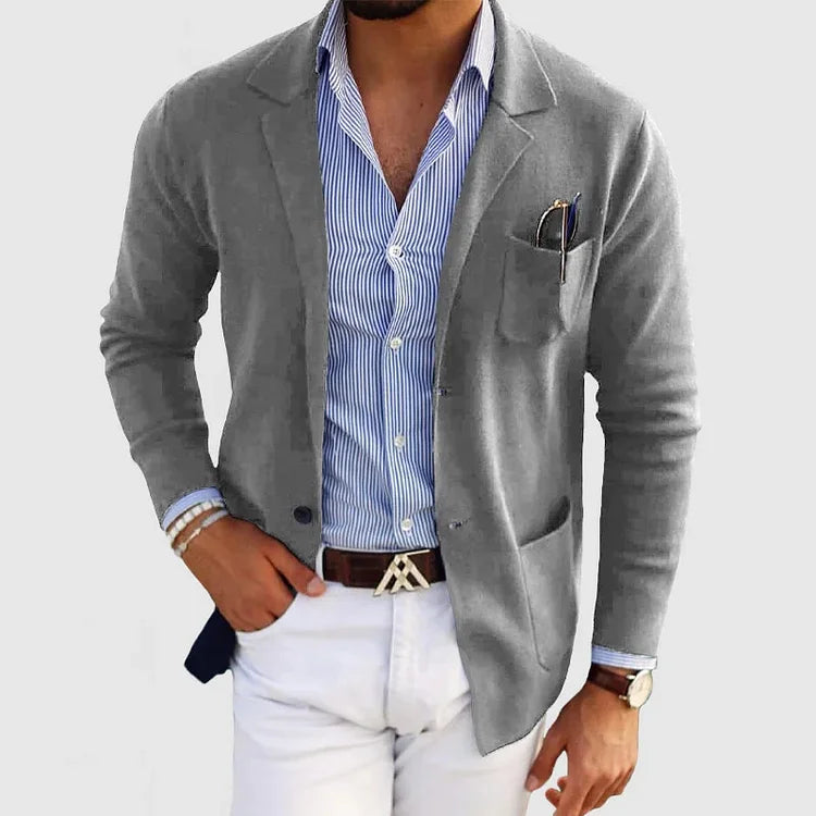 Men’s Lightweight Knit Blazer Jacket | Casual Overcoat Style