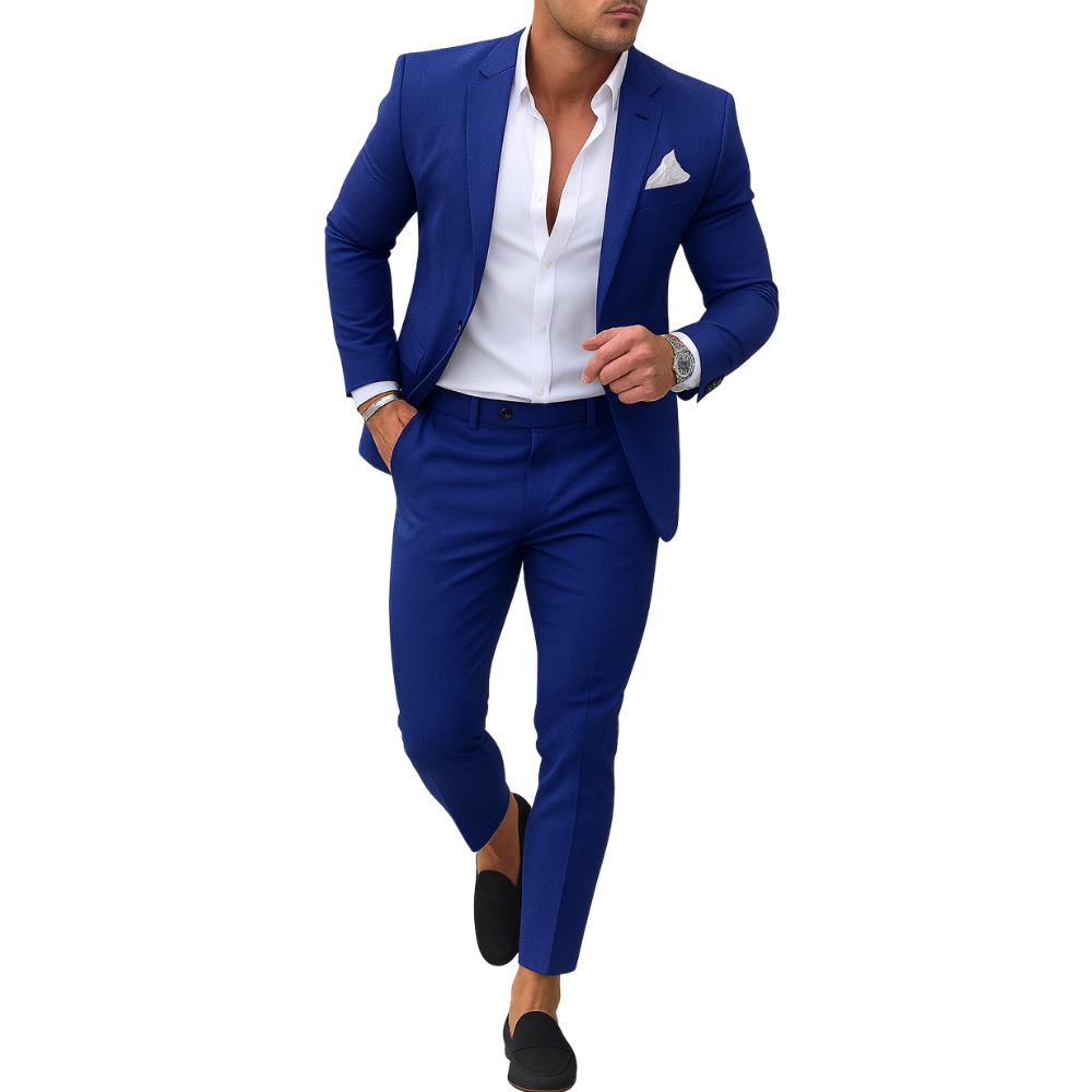 Ensemble de costume slim fit en lin pour homme | Vêtements sur mesure