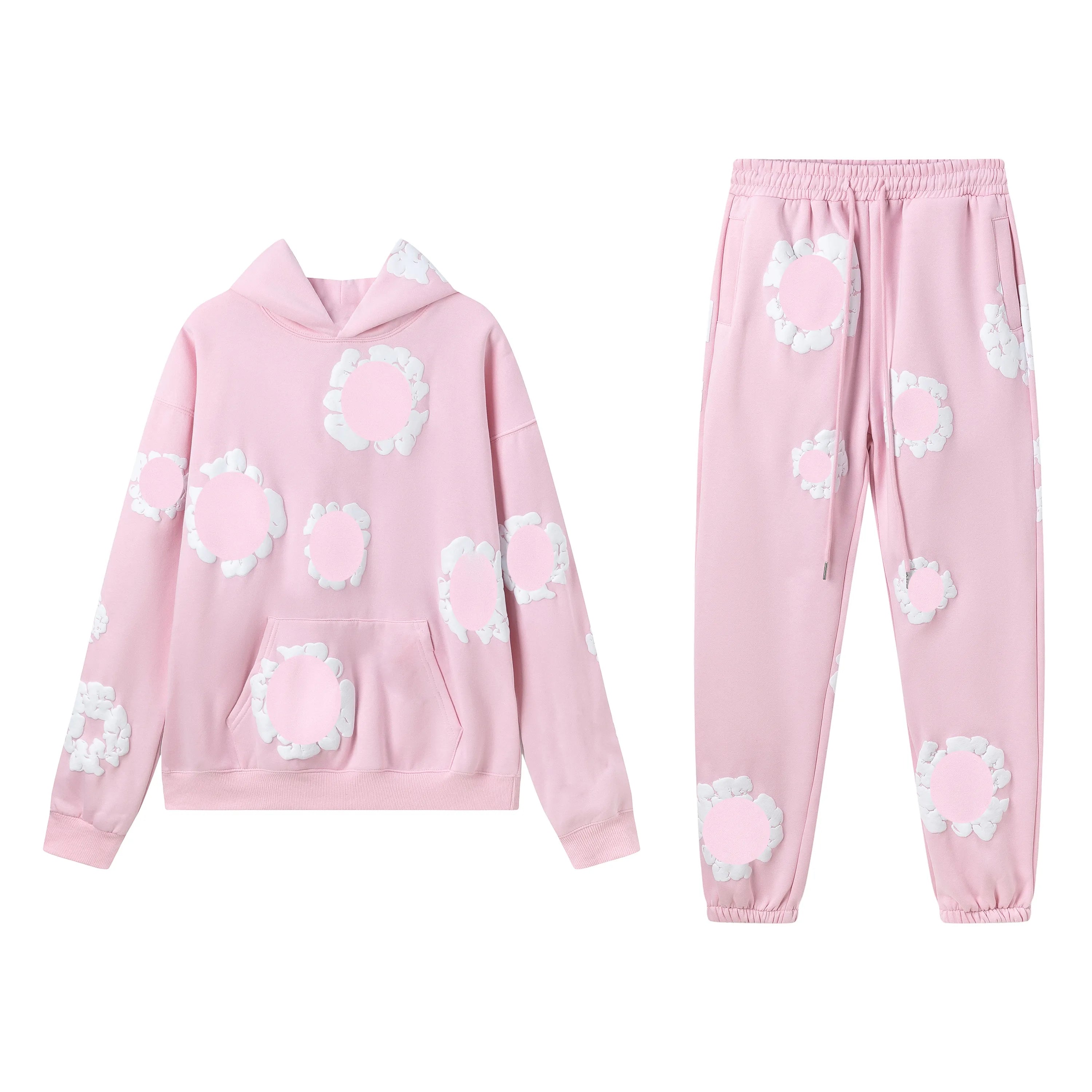 Women Floral Lounge Tracksuit Set Cozy Two Piece Loungewear